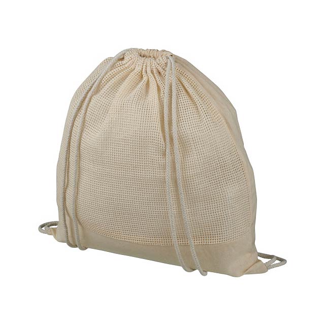 Maine mesh cotton drawstring backpack 5L - beige