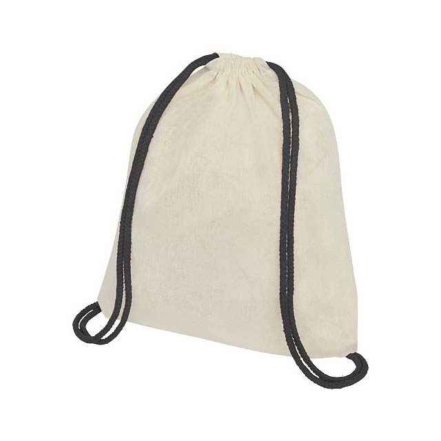 Oregon šnůrkový batoh z bavlny 100 g/m² s barevnými šňůrkami - čierna