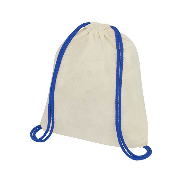 Oregon 100 g/m² cotton drawstring backpack with coloured cords 5L - baby blue