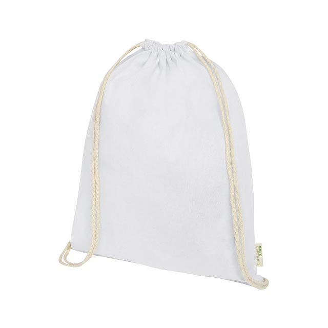 Orissa 100 g/m² GOTS šňůrkový batoh z organické bavlny - bílá