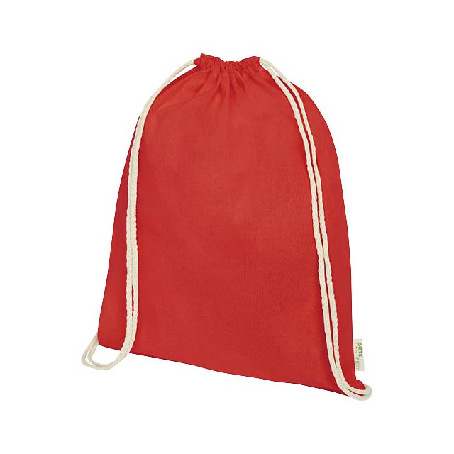Orissa 100 g/m² GOTS šňůrkový batoh z organické bavlny - transparentní červená
