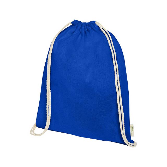 Orissa 100 g/m² GOTS šňůrkový batoh z organické bavlny - nebesky modrá
