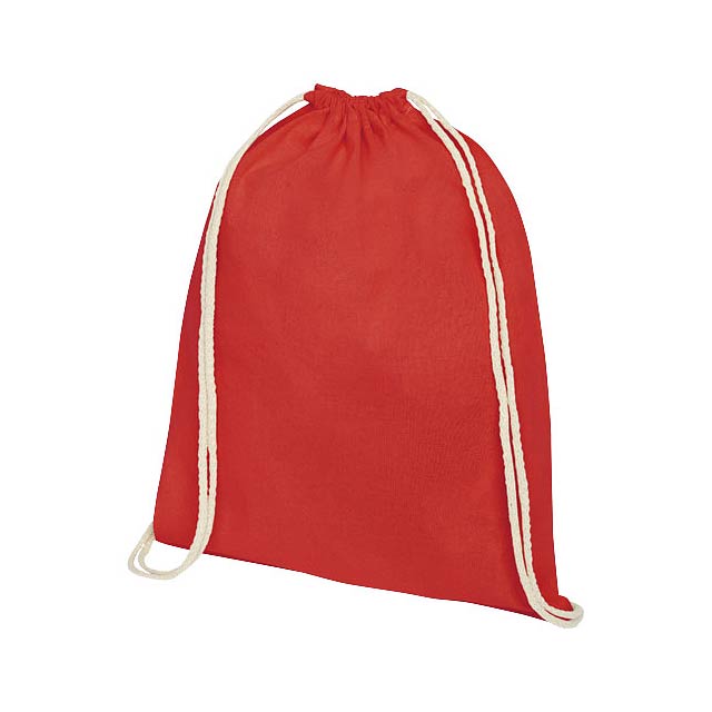 Oregon šňůrkový batoh z bavlny 140 g/m² - transparentní červená
