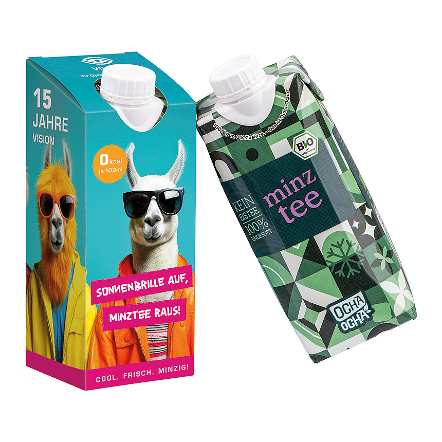Drink pack promotional case with Ocha-Ocha® BIO mint tea - 