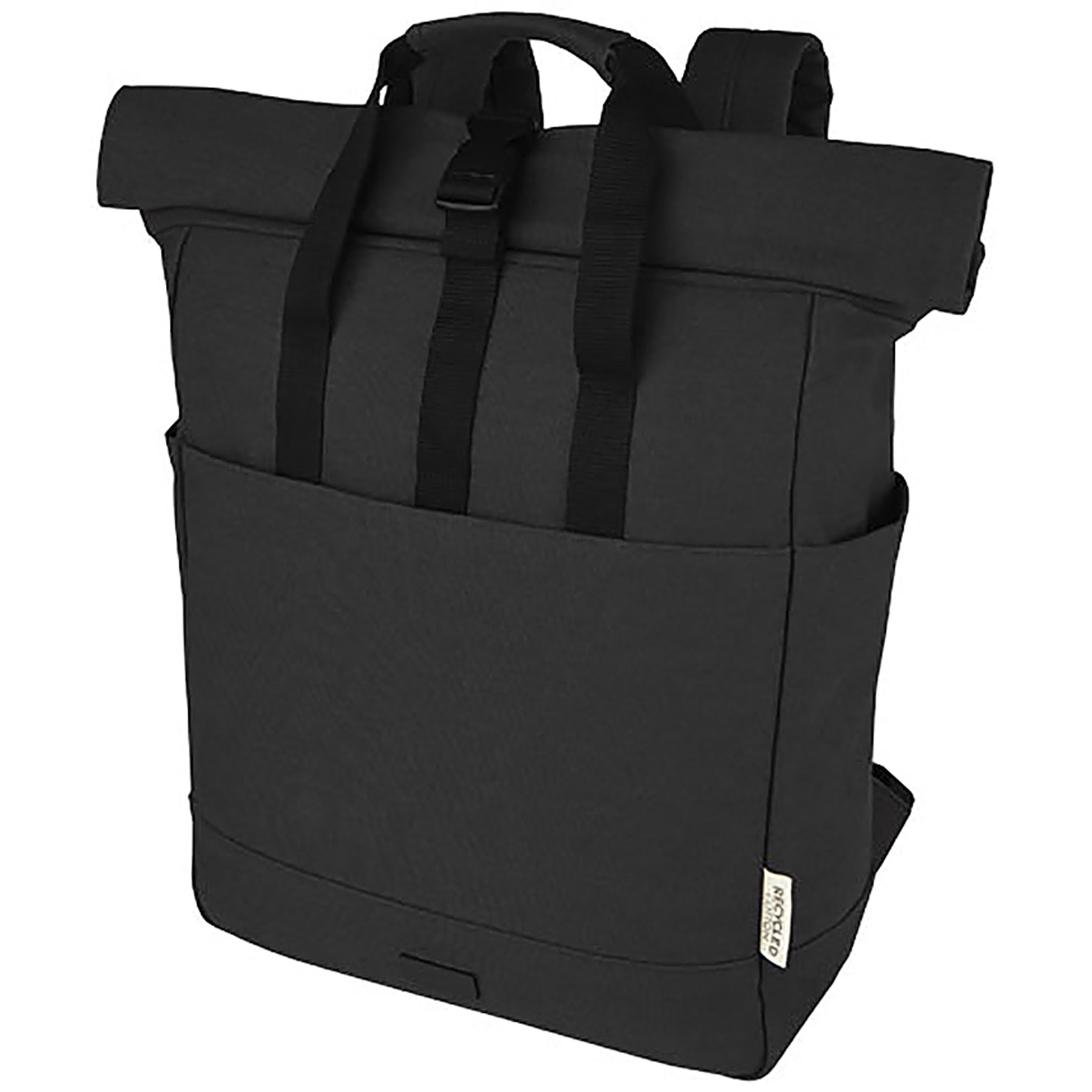 Joey 15" GRS Rolltop Laptoprucksack aus recyceltem Canvas 15 L - schwarz