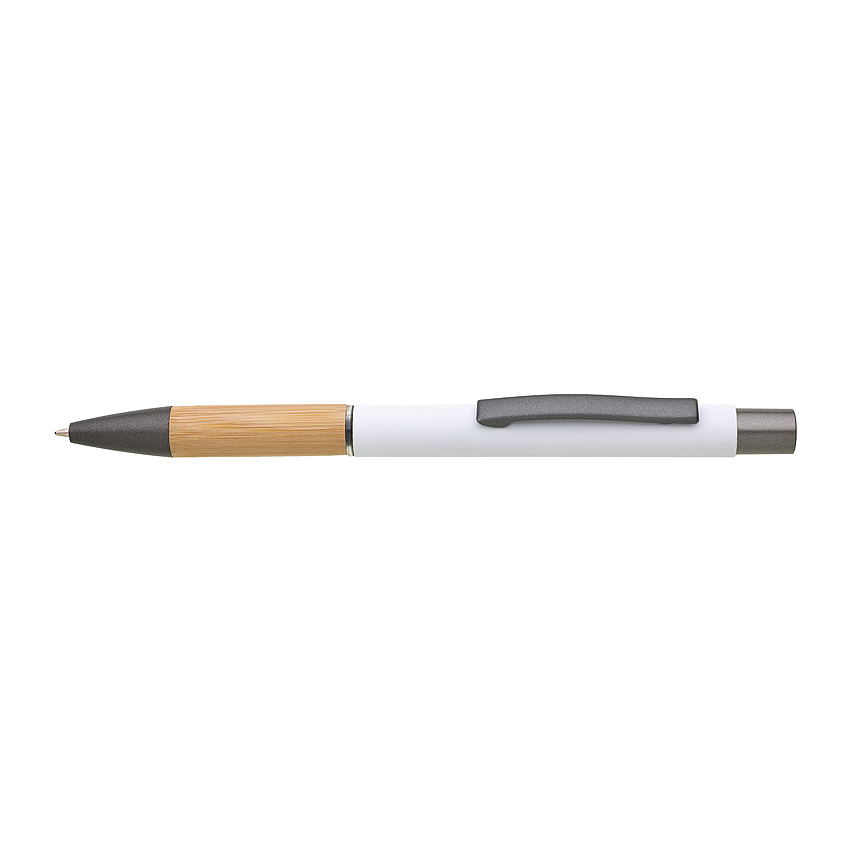 DORIO SOFT ballpoint pen, bamboo/metal - 1.0 mm tip - white