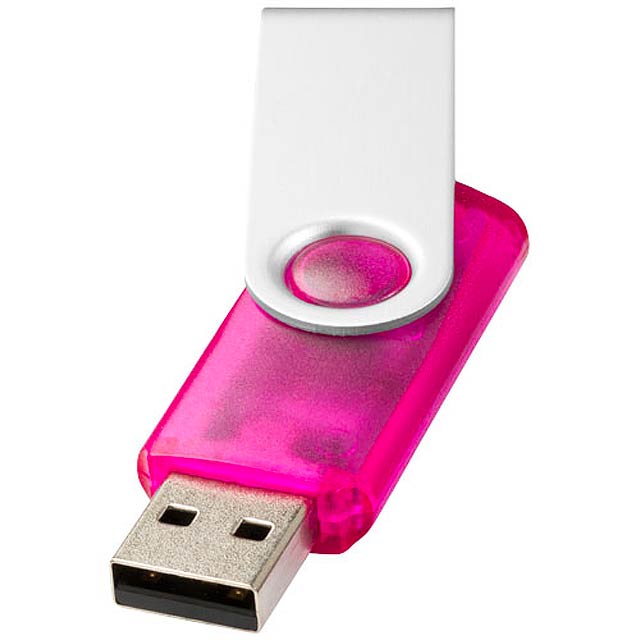 Průsvitný USB Rotate, 4 GB - ružová