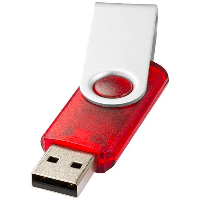 Průsvitný USB Rotate, 4 GB - červená