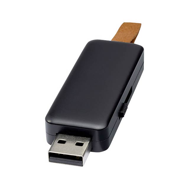 Svítící USB flash disk s kapacitou 16 GB Gleam - čierna