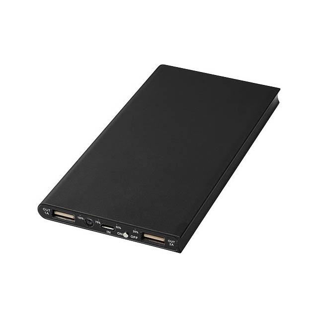 Plate 8000 mAh Aluminium-Powerbank - schwarz