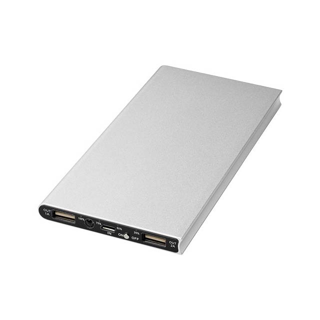 Plate 8000 mAh Aluminium-Powerbank - Silber