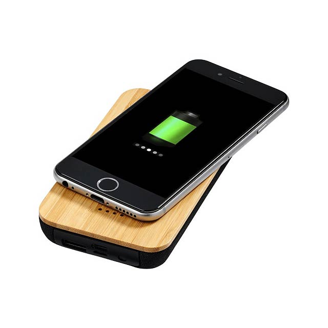 Future bamboo/fabric 6000 mAh wireless power bank - wood