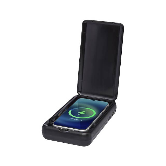 Nucleus přístroj na UV dezinfekci smartphonu s bezdrátovou powerbankou o kapacitě 10 000 mAh - černá