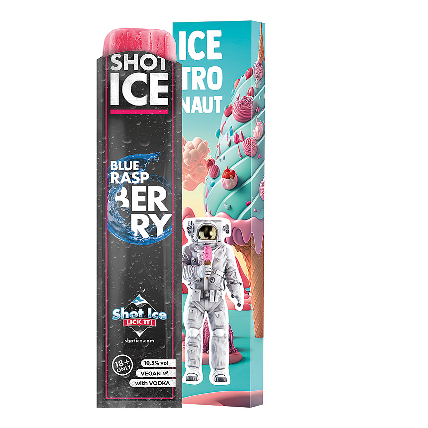 Dlouh&yacute; box Shot Ice single, modr&aacute; malina, 10,5 % obj. - 
