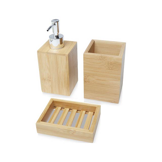 Hedon 3-piece bamboo bathroom set - wood