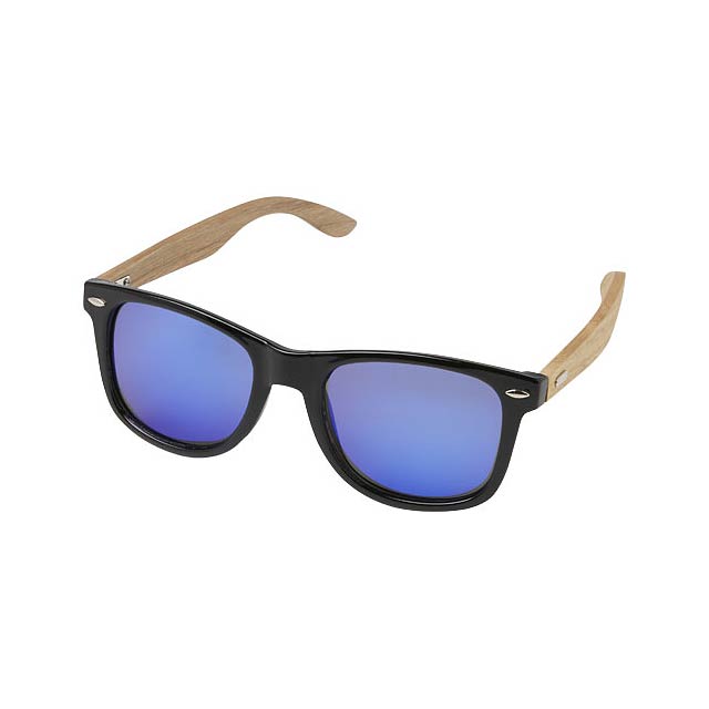 Hiru verspiegelte polarisierte Sonnenbrille aus rPET/Holz in Geschenkbox - Holz