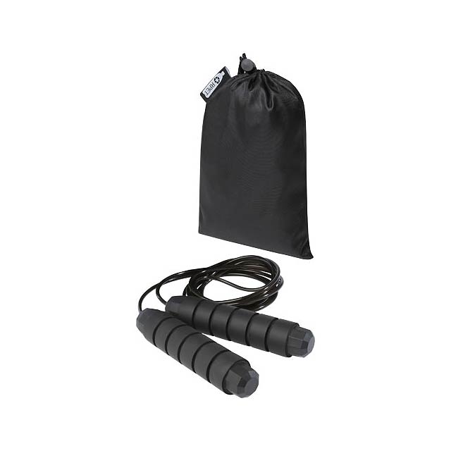 Austin soft skipping rope in recycled PET pouch - black