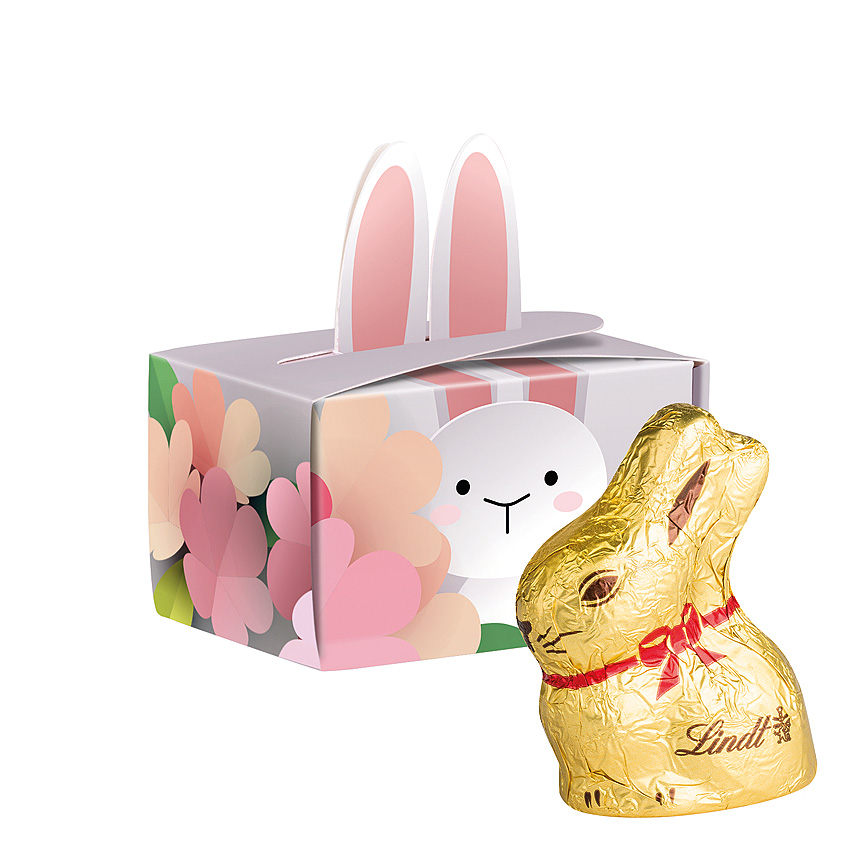 Mini gift box bunny ears, Lindt chocolate Easter bunny - 