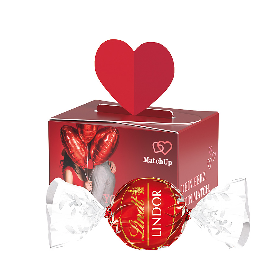 Mini d&aacute;rkov&aacute; krabička srdce, LINDOR ml&eacute;čn&aacute; kulička - 