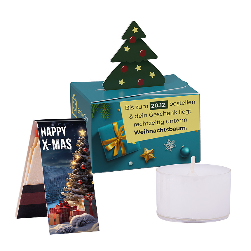Mini dárková krabička kulatá, čajová svíčka & zápalky vánoční - Mini dárková krabička kulatá, čajová svíčka & zápalky vánoční -