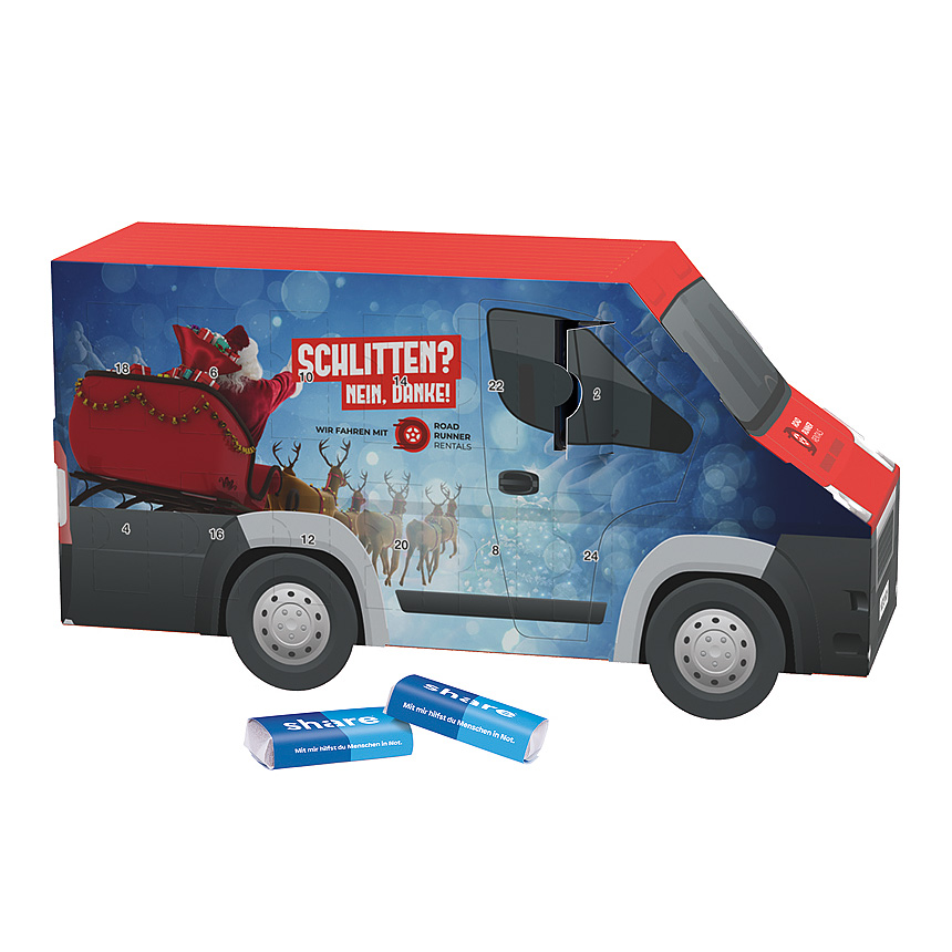 Adventní kalendář dodávka, share mini čokoládové tyčinky - Adventní kalendář dodávka, share mini čokoládové tyčinky -