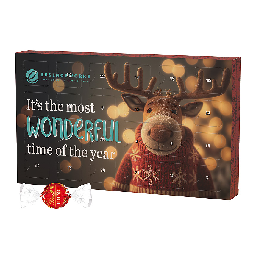 Adventní kalendář eko L, kartonová vložka, LINDOR mléčné kuličky - Adventní kalendář eko L, kartonová vložka, LINDOR mléčné kuličky -