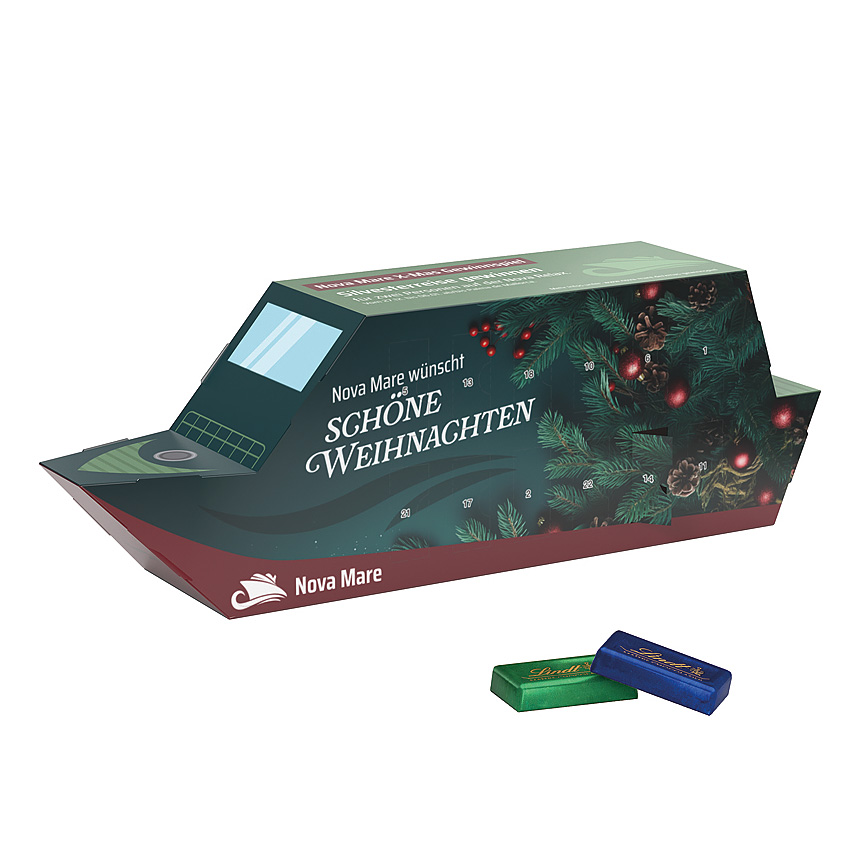 Adventní kalendář loď, Lindt mini čokoládové tyčinky - Adventní kalendář loď, Lindt mini čokoládové tyčinky -