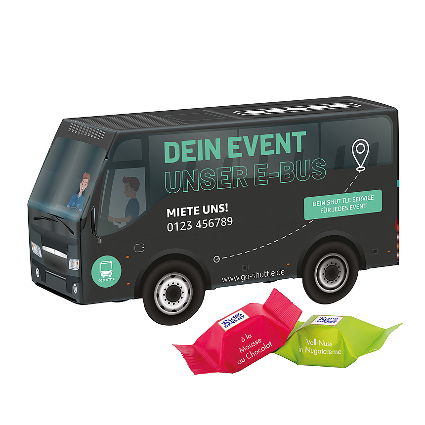 3D d&aacute;rkov&yacute; autobus, Ritter SPORT čokol&aacute;dov&eacute; kostky - 