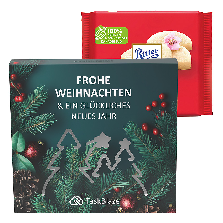 Reklamní pouzdro, výsek les, Ritter SPORT marcipánová čokoláda - Reklamní pouzdro, výsek les, Ritter SPORT marcipánová čokoláda -
