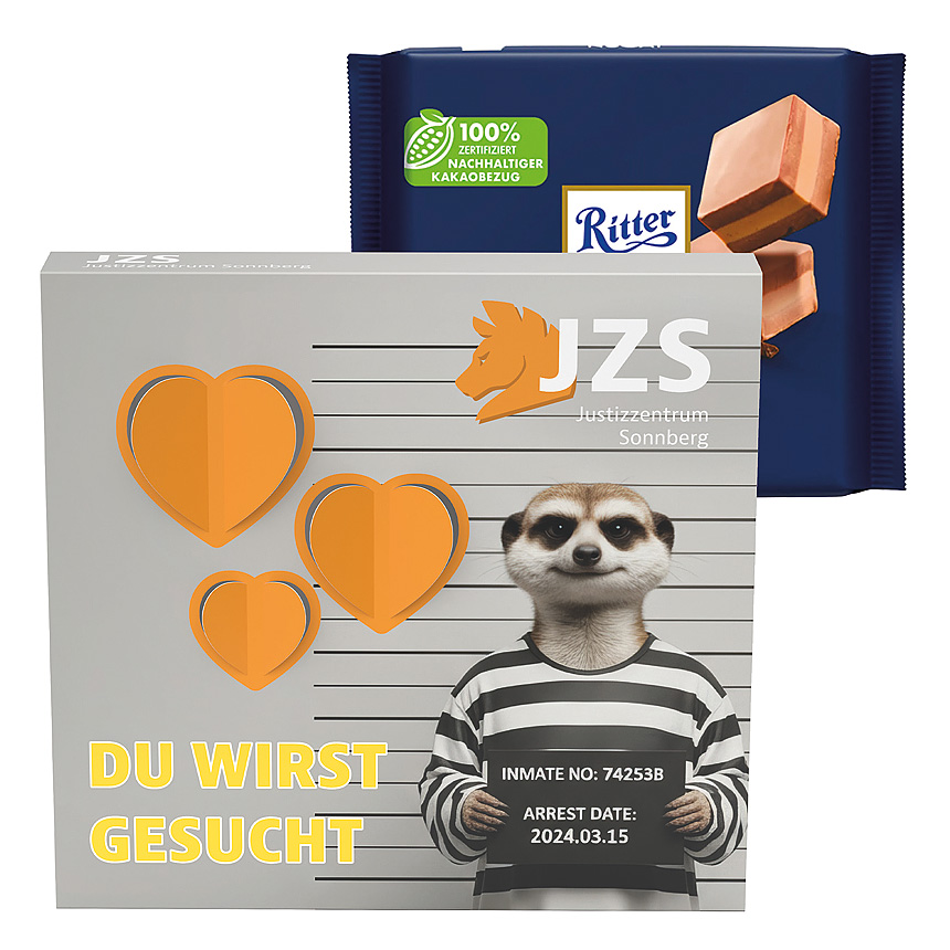 Reklamní pouzdro, 3D srdce, Ritter SPORT nugátová čokoláda - Reklamní pouzdro, 3D srdce, Ritter SPORT nugátová čokoláda -