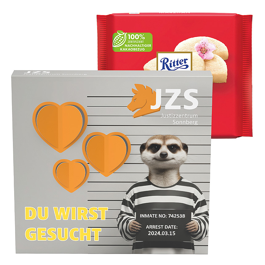 Reklamní pouzdro, 3D srdce, Ritter SPORT marcipánová čokoláda - Reklamní pouzdro, 3D srdce, Ritter SPORT marcipánová čokoláda -