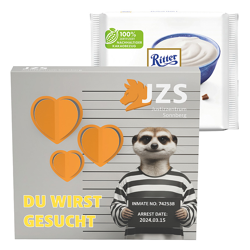 Reklamní pouzdro, 3D srdce, Ritter SPORT jogurtová čokoláda - Reklamní pouzdro, 3D srdce, Ritter SPORT jogurtová čokoláda -