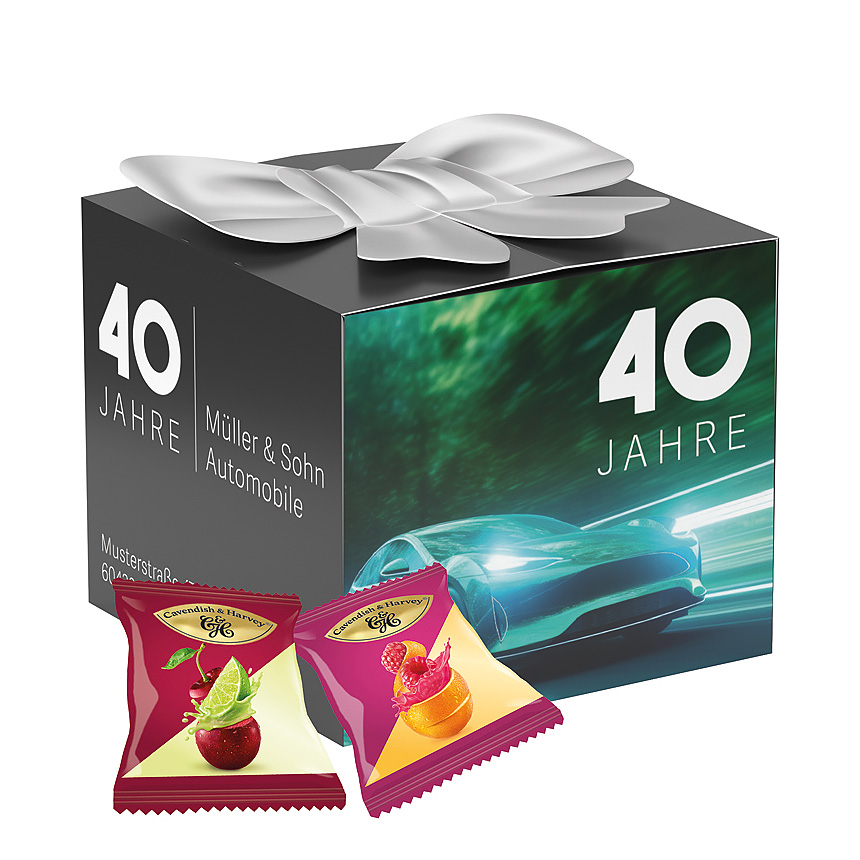 Midi gift box bow, Cavendish & Harvey double fruit sweets - Midi gift box bow, Cavendish & Harvey double fruit sweets -
