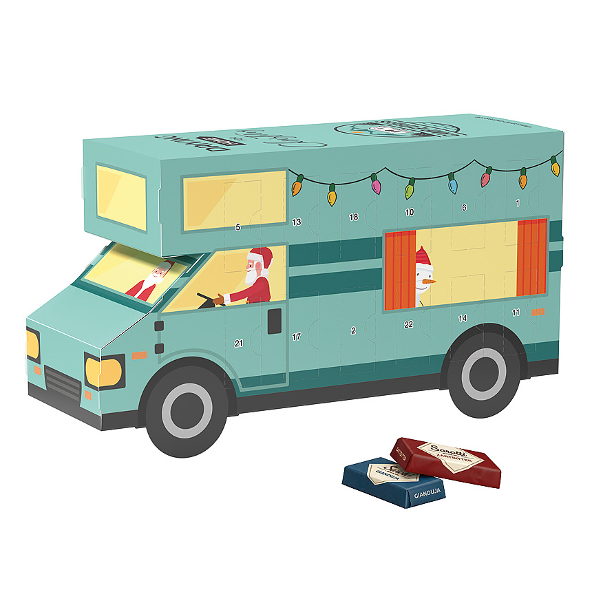 Adventní kalendář obytný vůz, Sarotti mini čokoládové tyčinky - Adventní kalendář obytný vůz, Sarotti mini čokoládové tyčinky -