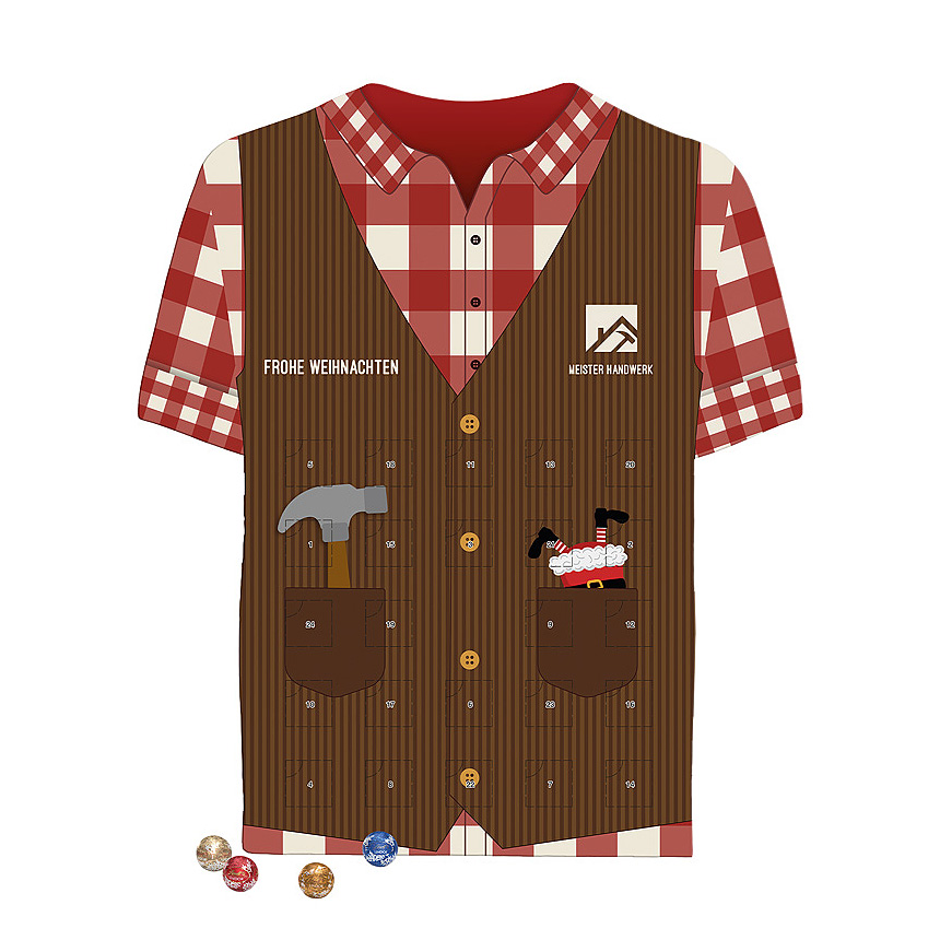 Tvarovaný adventní kalendář dres, Lindt LINDOR mini kuličky - Tvarovaný adventní kalendář dres, Lindt LINDOR mini kuličky -