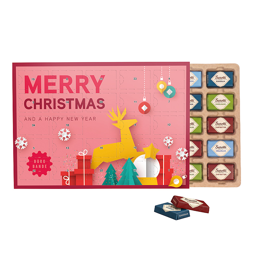 Prémiový stolní adventní kalendář Eco, Sarotti mini čokoládové tyčinky - Prémiový stolní adventní kalendář Eco, Sarotti mini čokoládové tyčinky -