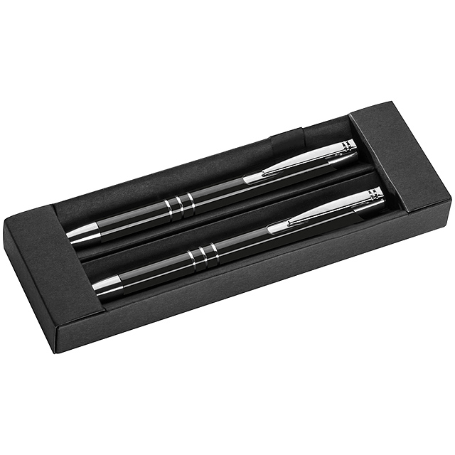 Set kovového pera a ceruzky - čierna