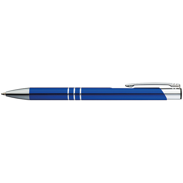 Kugelschreiber aus Metall mit 3 Zierringen - blau
