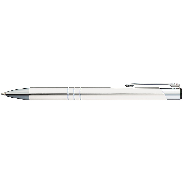 Kugelschreiber aus Metall mit 3 Zierringen - Weiß 