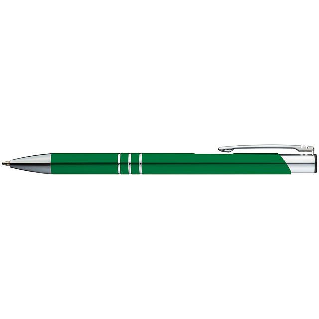 Kugelschreiber aus Metall mit 3 Zierringen - Grün