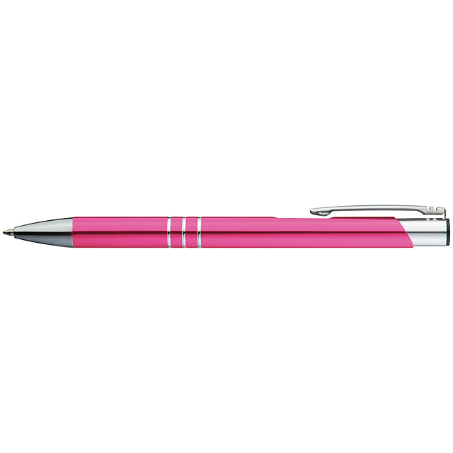 Kugelschreiber aus Metall mit 3 Zierringen - Rosa