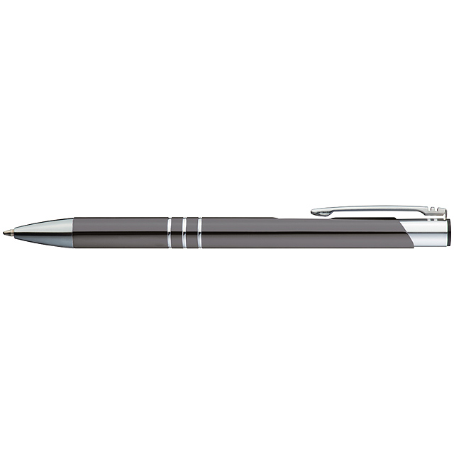 Kugelschreiber aus Metall mit 3 Zierringen - schwarz