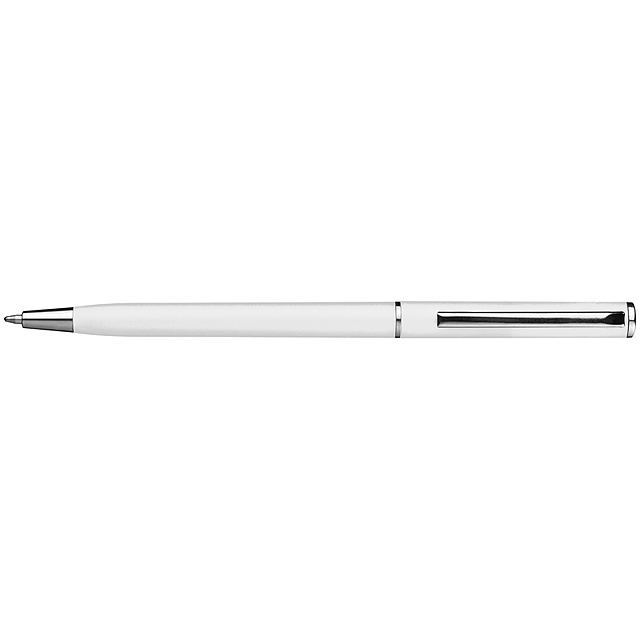 Guľôčkové pero Slimline z plastu - biela