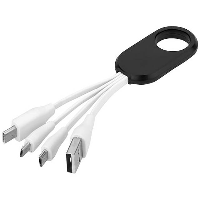 Troup 4-in-1 charging cable with type-C tip - black