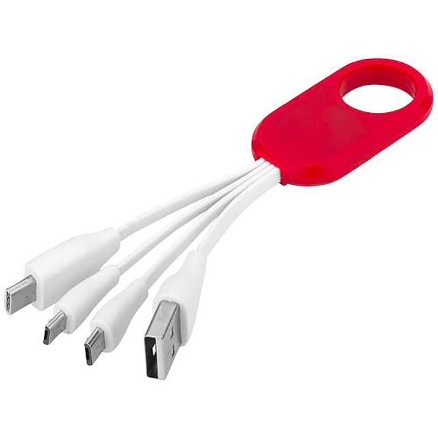 Troup 4-in-1 charging cable with type-C tip - red
