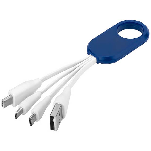 Troup 4-in-1 charging cable with type-C tip - royal blue