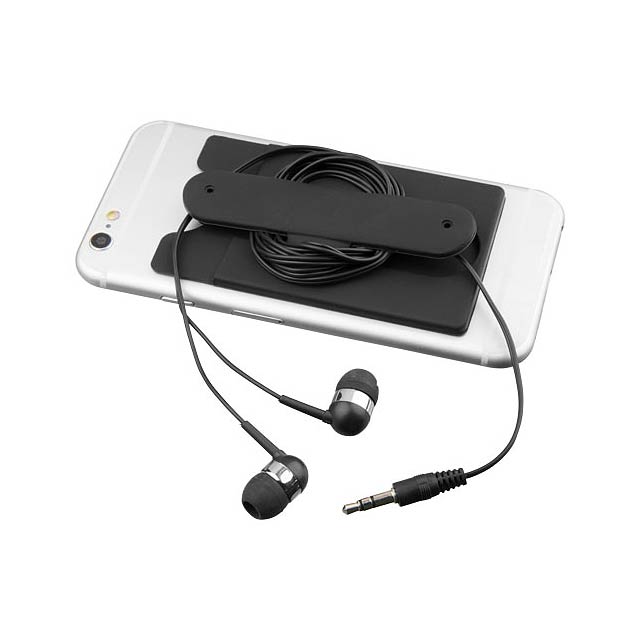Sluchátka s kabelem a silikonové pouzdro na telefon - černá