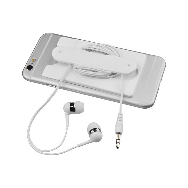 Sluchátka s kabelem a silikonové pouzdro na telefon - biela