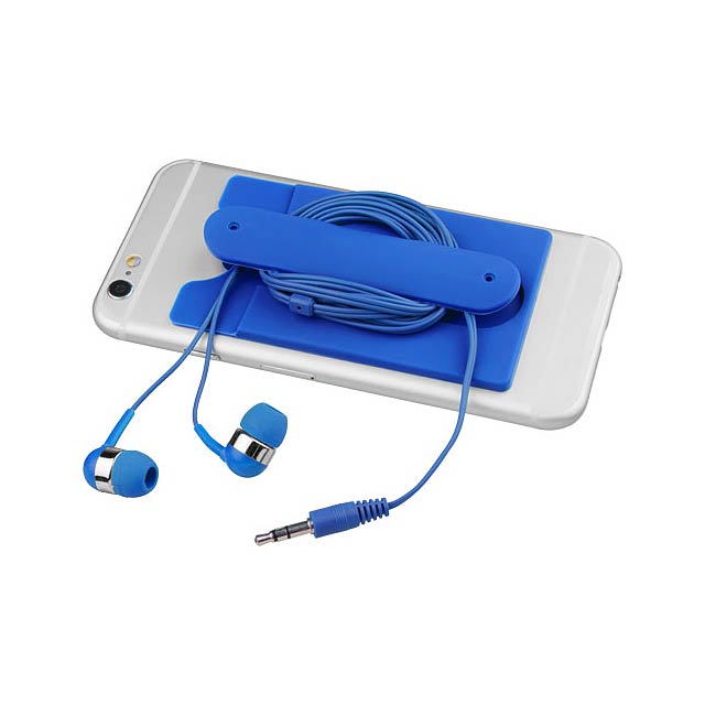 Sluchátka s kabelem a silikonové pouzdro na telefon - modrá