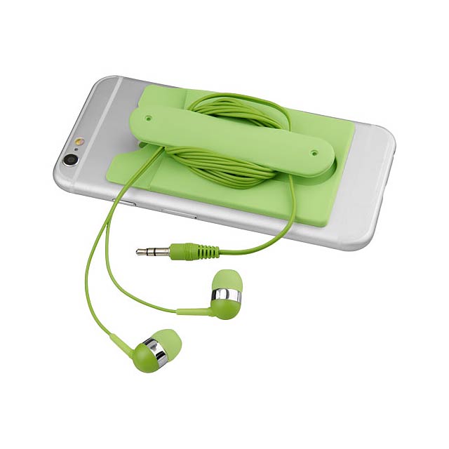 Sluchátka s kabelem a silikonové pouzdro na telefon - citrónová - limetková